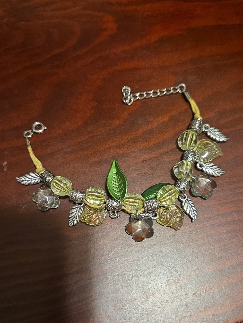 Green & Yellow Leaf Charm Bracelet